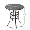 Outdoor Bistro Bar Table | 37’’ Round Carved | Antique Bronze Metal BM335378