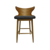 Modern Bar Height Chair Set of 2 | Curved Back Charcoal Gray | Brown