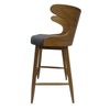 Modern Bar Height Chair Set of 2 | Curved Back Charcoal Gray | Brown