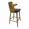 Modern Bar Height Chair Set of 2 | Curved Back Charcoal Gray | Brown