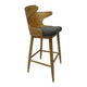 Modern Bar Height Chair Set of 2 | Curved Back Charcoal Gray | Brown