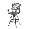 Outdoor Swivel Bar Height Chair | Ornate Bronze Aluminum Flared Base