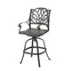 Outdoor Swivel Bar Height Chair | Ornate Bronze Aluminum Flared Base