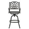 Outdoor Swivel Bar Height Chair | Ornate Bronze Aluminum Flared Base