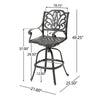 Outdoor Swivel Bar Height Chair | Ornate Bronze Aluminum Flared Base