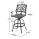 Outdoor Swivel Bar Height Chair | Ornate Bronze Aluminum Flared Base