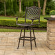 Outdoor Swivel Bar Height Chair | Ornate Bronze Aluminum Flared Base