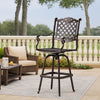 Outdoor Swivel Bar Height Chair | Ornate Bronze Aluminum Flared Base