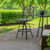 Outdoor Swivel Bar Height Chair | Ornate Bronze Aluminum Flared Base