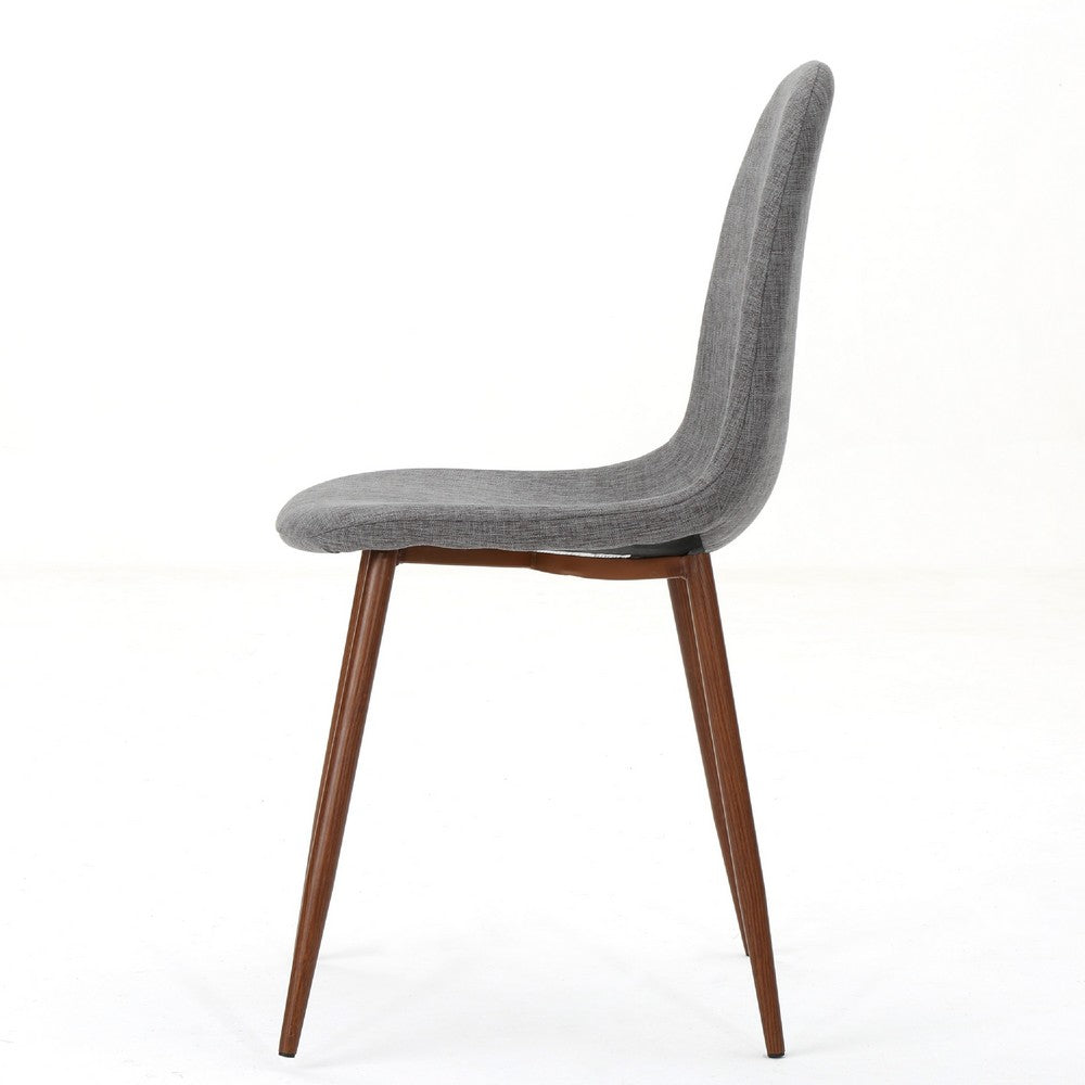 Dining Chair Set of 2 | Light Gray Seat and Back Cushion | Brown Metal
