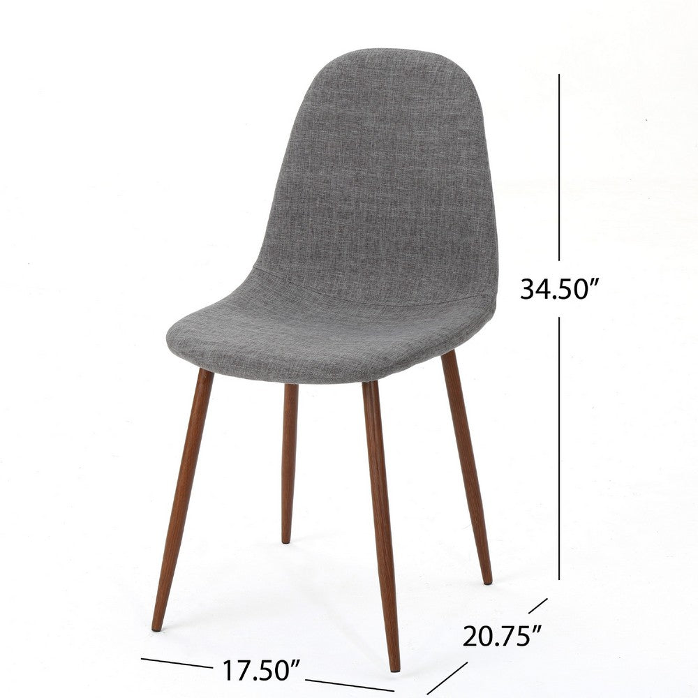 Dining Chair Set of 2 | Light Gray Seat and Back Cushion | Brown Metal