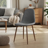 Dining Chair Set of 2 | Light Gray Seat and Back Cushion | Brown Metal