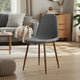 Dining Chair Set of 2 | Light Gray Seat and Back Cushion | Brown Metal