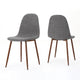 Dining Chair Set of 2 | Light Gray Seat and Back Cushion | Brown Metal
