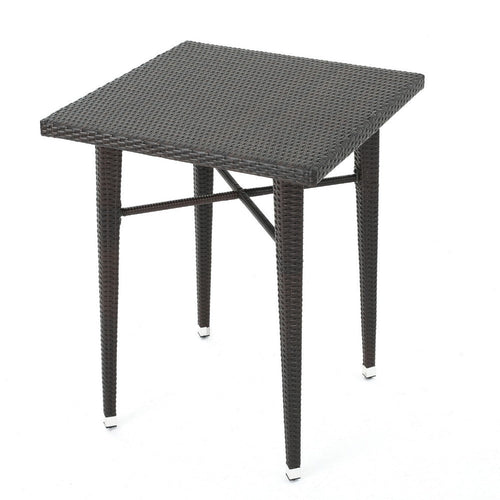Outdoor Bar Table | 33" Square Top | Dark Brown Rattan Woven
