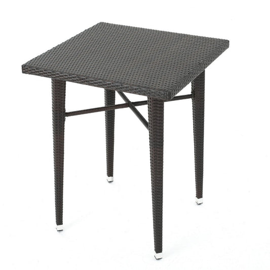 Outdoor Bar Table | 33" Square Top | Dark Brown Rattan Woven