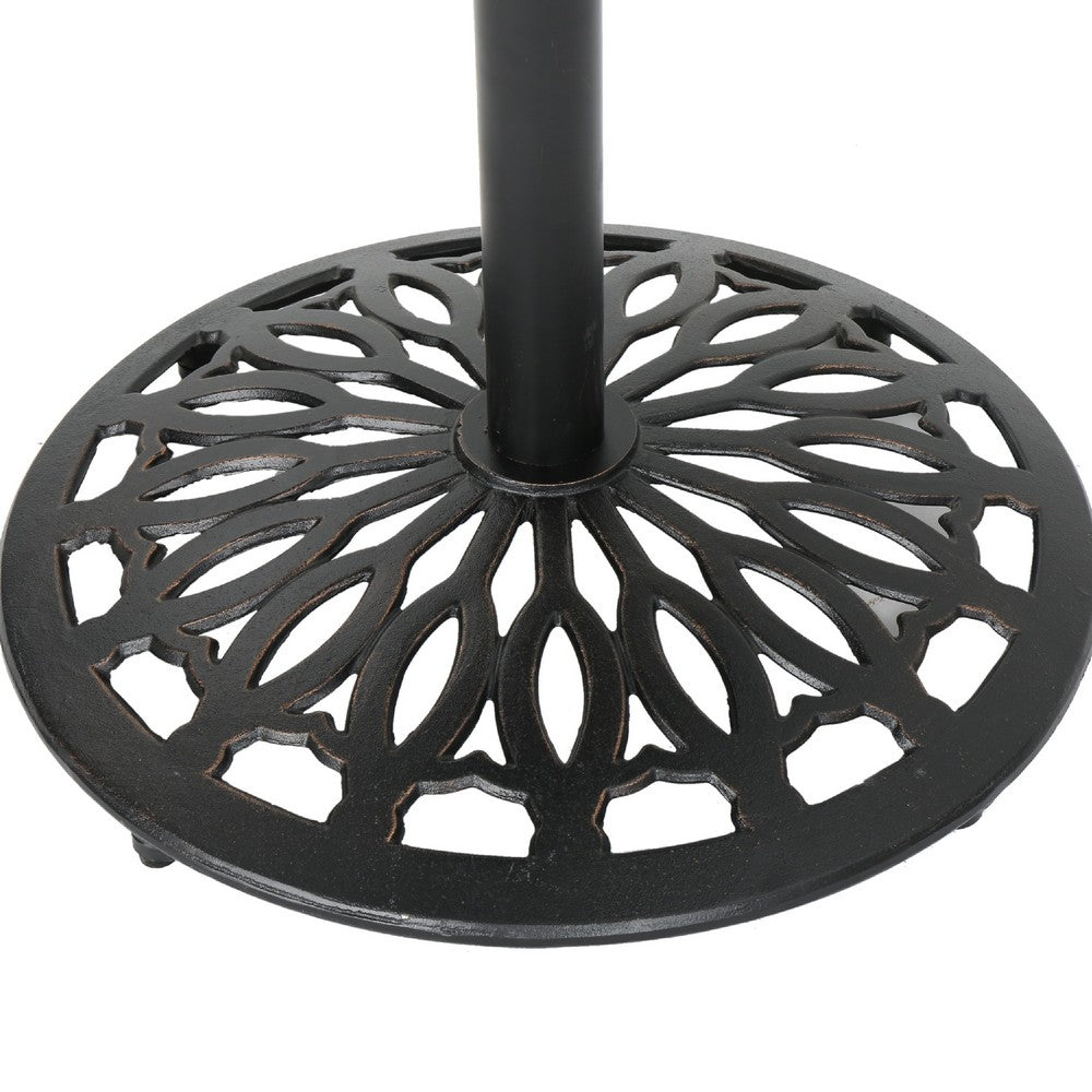 Outdoor Bar Table | 35" Round Carved Top | Antique Bronze Aluminum