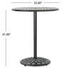 Outdoor Bar Table | 35" Round Carved Top | Antique Bronze Aluminum