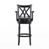 Modern Swivel Barstool Chair | Espresso Black Leather Seat Cushion BM335386