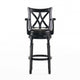 Modern Swivel Barstool Chair | Espresso Black Leather Seat Cushion BM335386