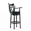 Modern Swivel Barstool Chair | Espresso Black Leather Seat Cushion BM335386