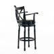 Modern Swivel Barstool Chair | Espresso Black Leather Seat Cushion BM335386