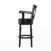 Modern Swivel Barstool Chair | Espresso Black Leather Seat Cushion BM335386