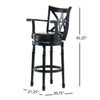 Modern Swivel Barstool Chair | Espresso Black Leather Seat Cushion BM335386