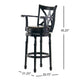 Modern Swivel Barstool Chair | Espresso Black Leather Seat Cushion BM335386