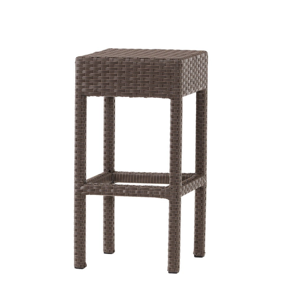 Outdoor Barstool Set of 2 | Industrial Style Dark Brown Rattan Woven