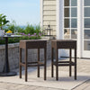 Outdoor Barstool Set of 2 | Industrial Style Dark Brown Rattan Woven