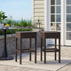 Outdoor Barstool Set of 2 | Industrial Style Dark Brown Rattan Woven