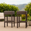 Outdoor Barstool Set of 2 | Industrial Style Dark Brown Rattan Woven