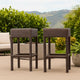 Outdoor Barstool Set of 2 | Industrial Style Dark Brown Rattan Woven