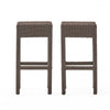Outdoor Barstool Set of 2 | Industrial Style Dark Brown Rattan Woven