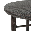 Outdoor Bar Table | 34" Round Top | White and Dark Brown Rattan Woven