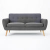 Aly Loveseat | Button Tufted Back | Dark Gray Fabric | Brown Wood 67"