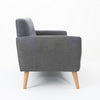 Aly Loveseat | Button Tufted Back | Dark Gray Fabric | Brown Wood 67"