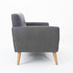 Aly Loveseat | Button Tufted Back | Dark Gray Fabric | Brown Wood 67"