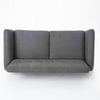 Aly Loveseat | Button Tufted Back | Dark Gray Fabric | Brown Wood 67’’ BM335393