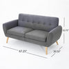 Aly Loveseat | Button Tufted Back | Dark Gray Fabric | Brown Wood 67"