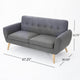 Aly Loveseat | Button Tufted Back | Dark Gray Fabric | Brown Wood 67’’ BM335393
