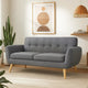 Aly Loveseat | Button Tufted Back | Dark Gray Fabric | Brown Wood 67"