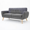 Aly Loveseat | Button Tufted Back | Dark Gray Fabric | Brown Wood 67"