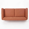 Aly Loveseat | Button Tufted | Burnt Orange | Brown Wood 67’’ BM335394