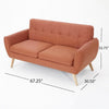 Aly Loveseat | Button Tufted | Burnt Orange | Brown Wood 67’’ BM335394