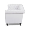 Chis Sofa | Deep Chesterfield Tufted White Faux Leather | 83’’ BM335398