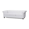 Chis Sofa | Deep Chesterfield Tufted White Faux Leather | 83"