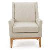 Weli Accent Chair | Beige Fabric Padded Seat | Light Brown Legs