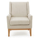 Weli Accent Chair | Beige Fabric Padded Seat | Light Brown Legs
